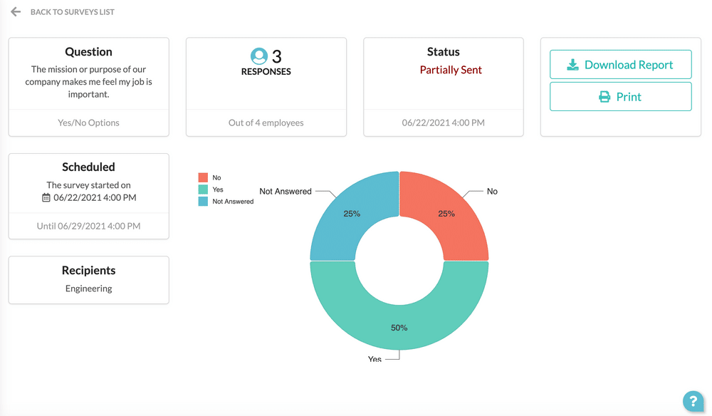 Pulse surveys within collaboration tools for real-time employee engagement results