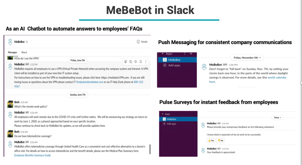 Interface Image of How MeBeBot functions in Slack